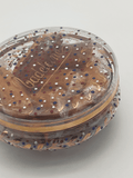 Boîte à biscuits peinte à la main, verre transparent (1960s-1970s)