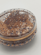 Boîte à biscuits peinte à la main, verre transparent (1960s-1970s)