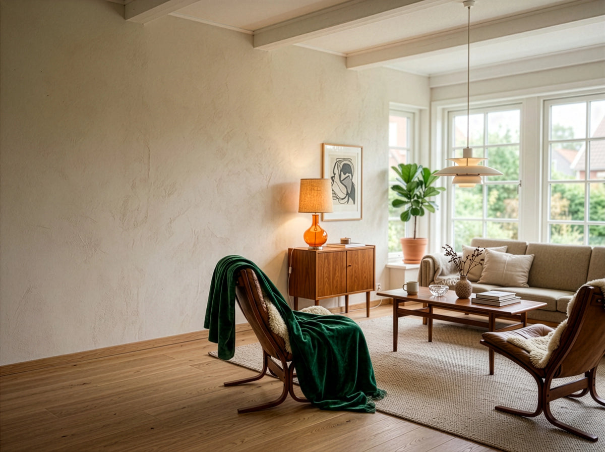 Intérieur décoré de mobilier et d'objets design vintage