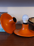 Set of 3 UFO wall lights, orange metal (1970s)