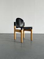 Lot de 5 chaises Flex, Gerd Lange, plastique noir & hêtre (1980s)
