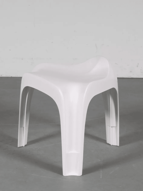 Paire de tabourets Casalino, Alexander Begge, plastique blanc (1970s)