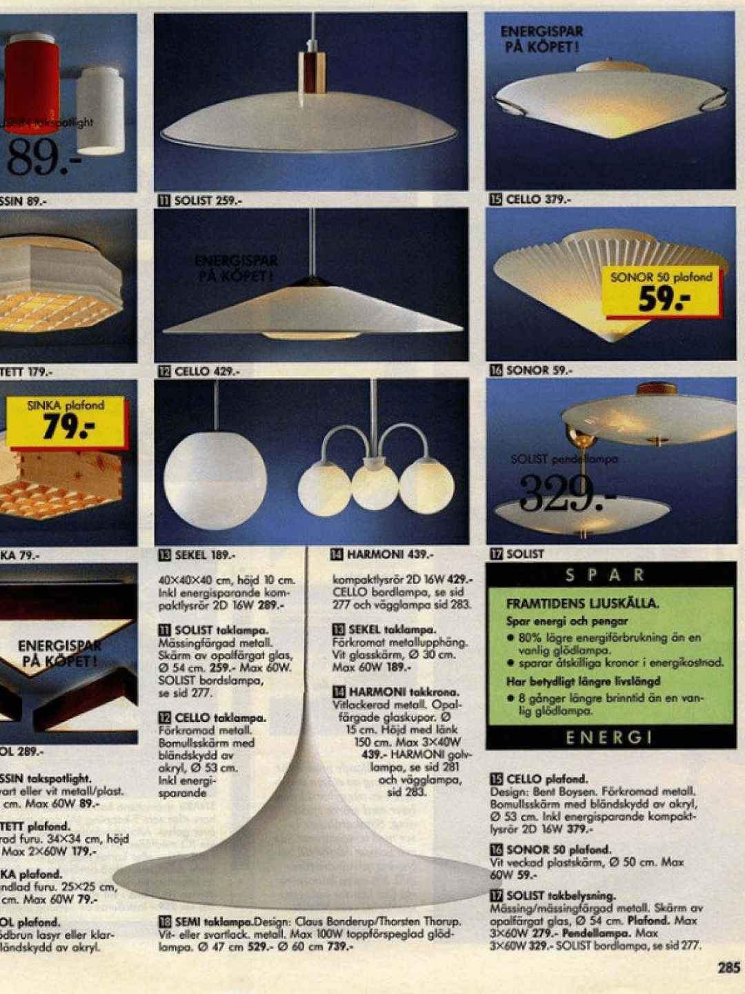 Period IKEA catalogue page - Semi Pendant