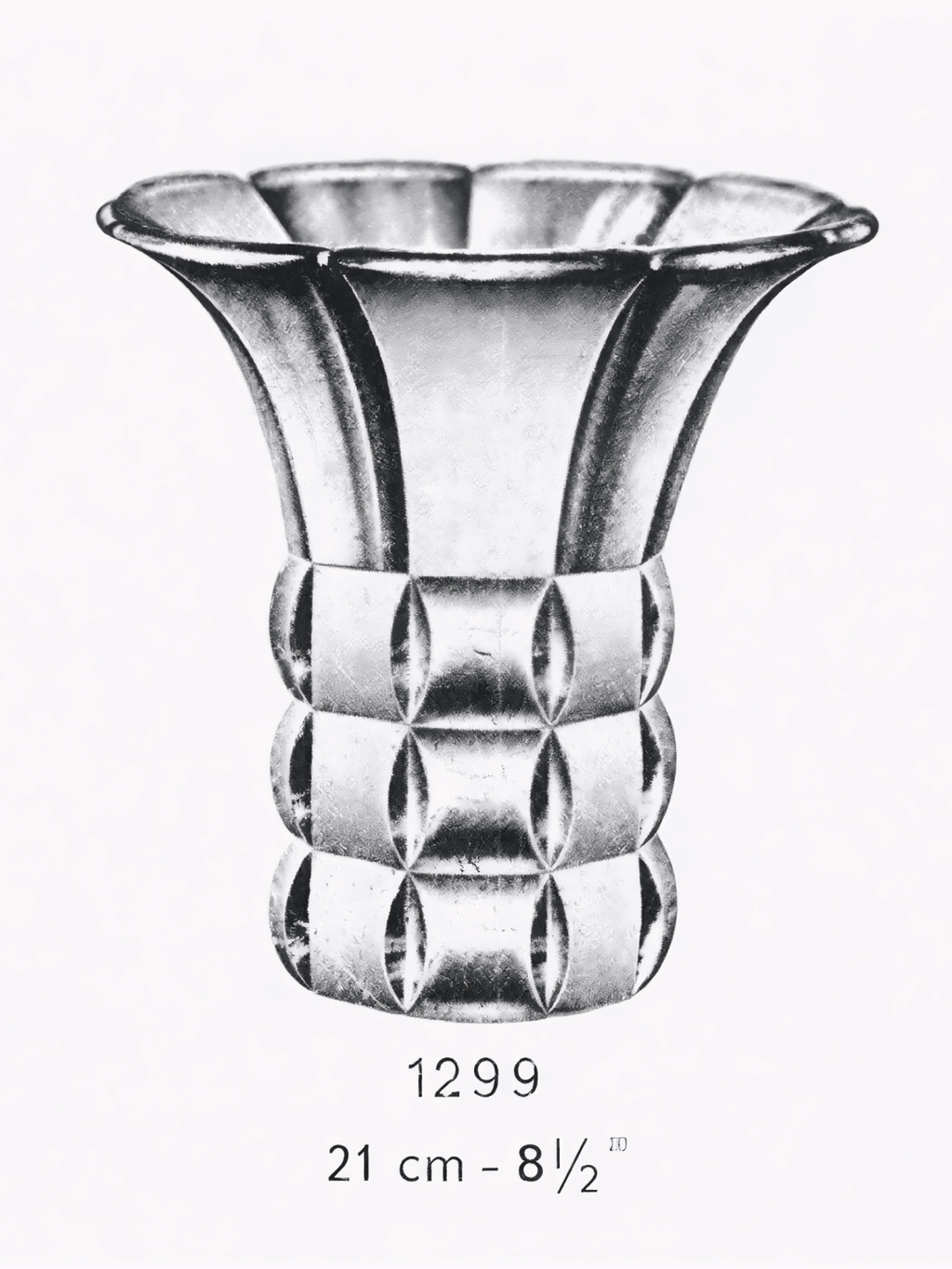 Page de catalogue d'époque, référence 1299, 21 cm - Vase Art Déco No. 1299