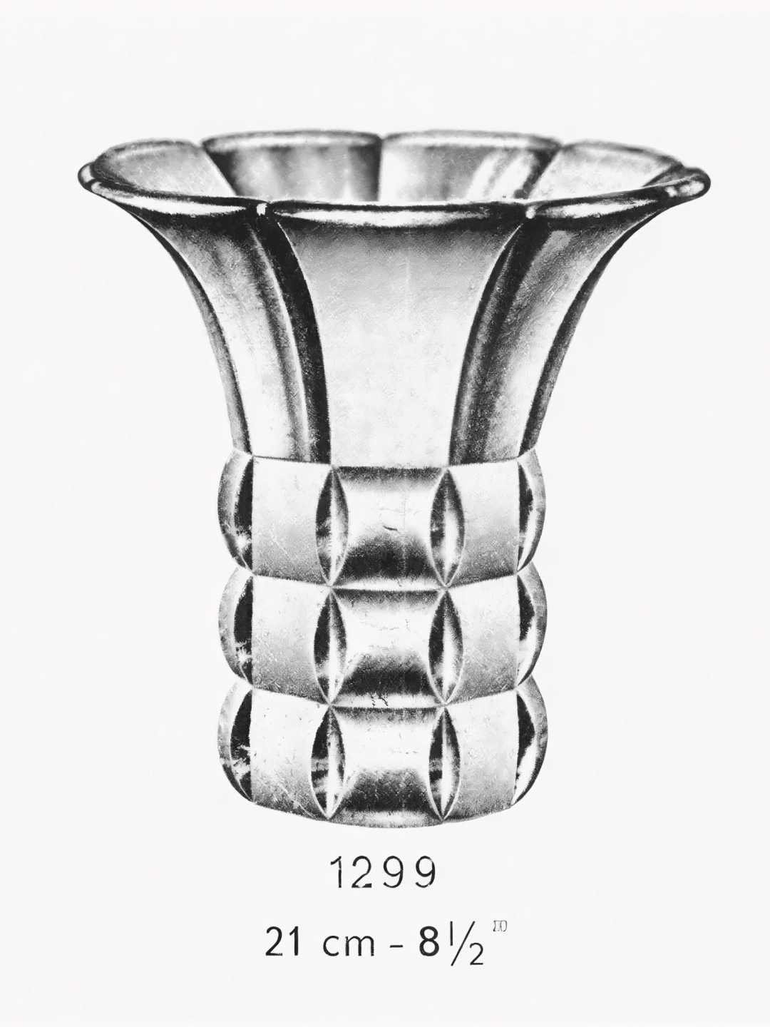 Page de catalogue d'époque, référence 1299, 21 cm - Vase Art Déco No. 1299