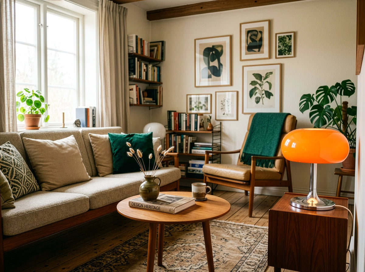 Intérieur chaleureux meublé de pièces vintage, Coucou Germaine Bruxelles